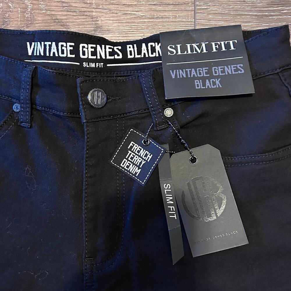 Vintage Genes Black Shorts Men's 30x8 Black Slim Fit French Terry Denim NWT - Picture 3 of 6